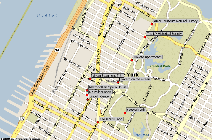 central park map. Address: Central Park West
